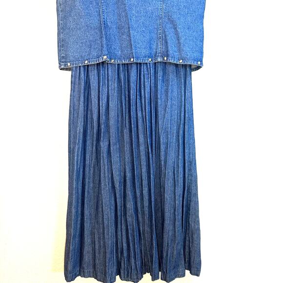 Vintage Stonebridge Women's Blue Denim Western Studded Midi Dress Size 8P - Picture 6 of 12
